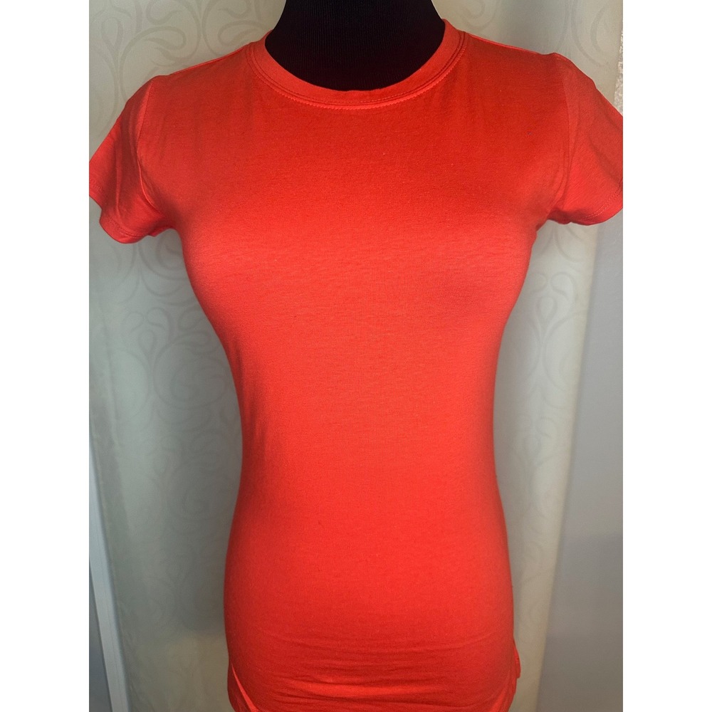 BOZZOLO Orange Short Sleeve Crew Neck T Shirt Top Womens Large